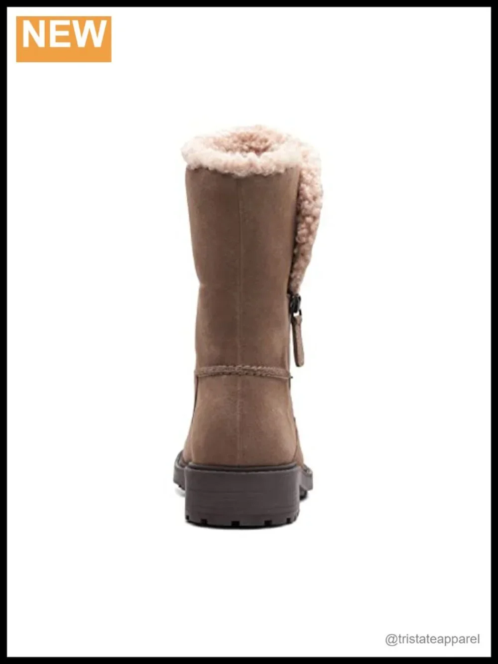 Clarks Women's Opal Zip Mid-Calf Boots Suede Faux Fur Lining Side Zip